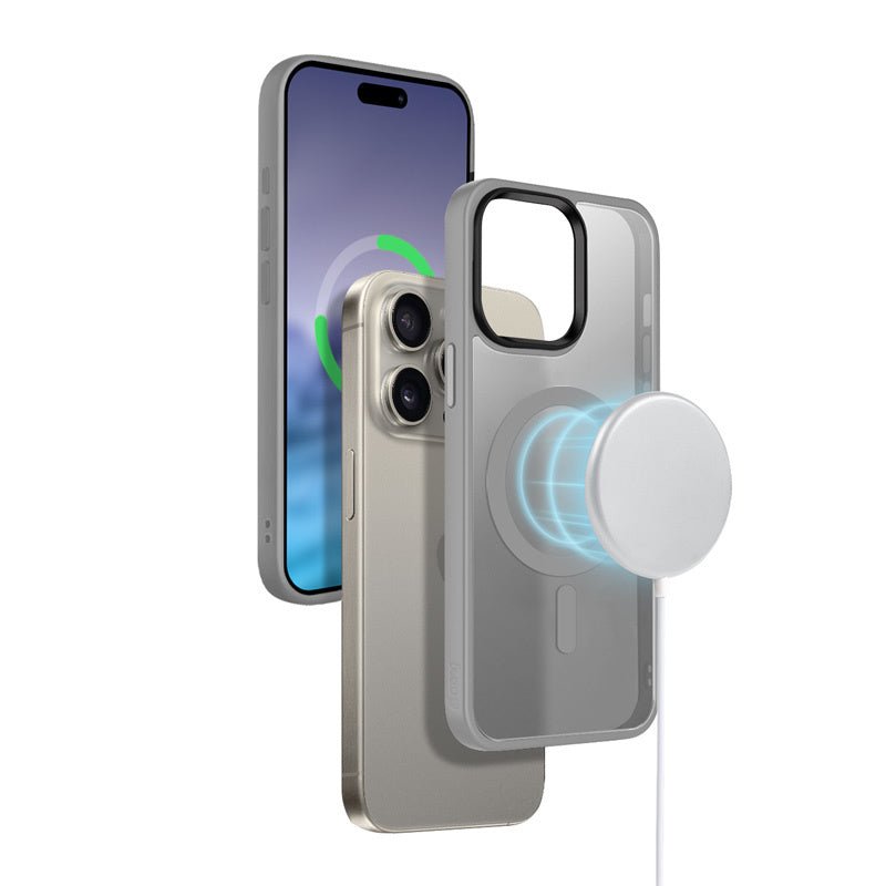Crong iPhone 15 Pro Hybrid Frost Mag - Σκληρή Θήκη με Πλαίσιο Σιλικόνης και MagSafe - Grey