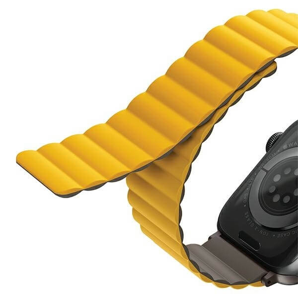Uniq Λουράκι Apple Watch 2 / 3 / 4 / 5 / 6 / 7 / 8 / 9 / SE / ULTRA 1 / ULTRA 2 - 42 / 44 / 45 / 49 mm Revix Μαγνητικό Σιλικόνης Διπλής Όψης - Mustard / Khaki