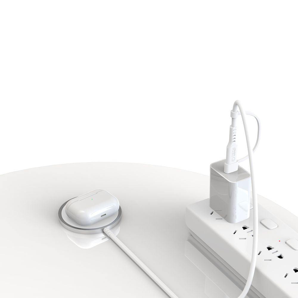 Tech - Protect QI15W - A25 Ασύρματος Φορτιστής MagSafe με Καλώδιο με Υποδοχές USB και Type - C - White