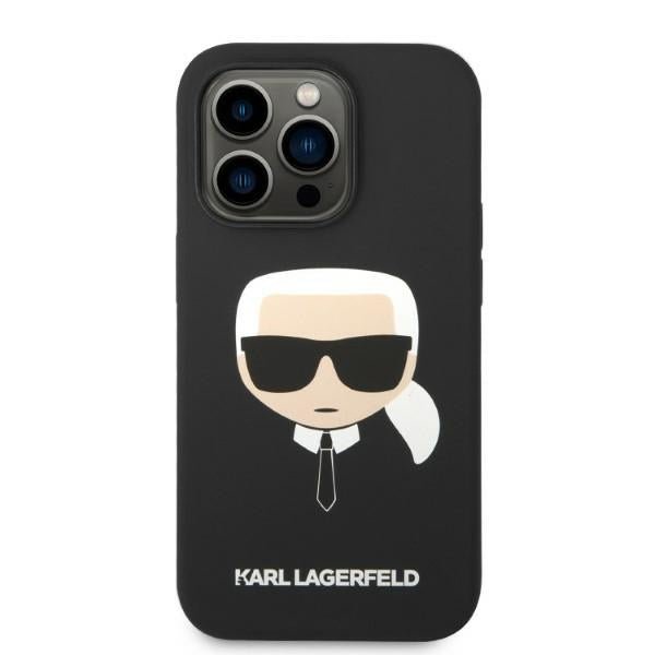 Karl Lagerfeld iPhone 14 Pro Silicone Karl's Head MagSafe Θήκη Σιλικόνης με MagSafe - Black - KLHMP14LSLKHBK