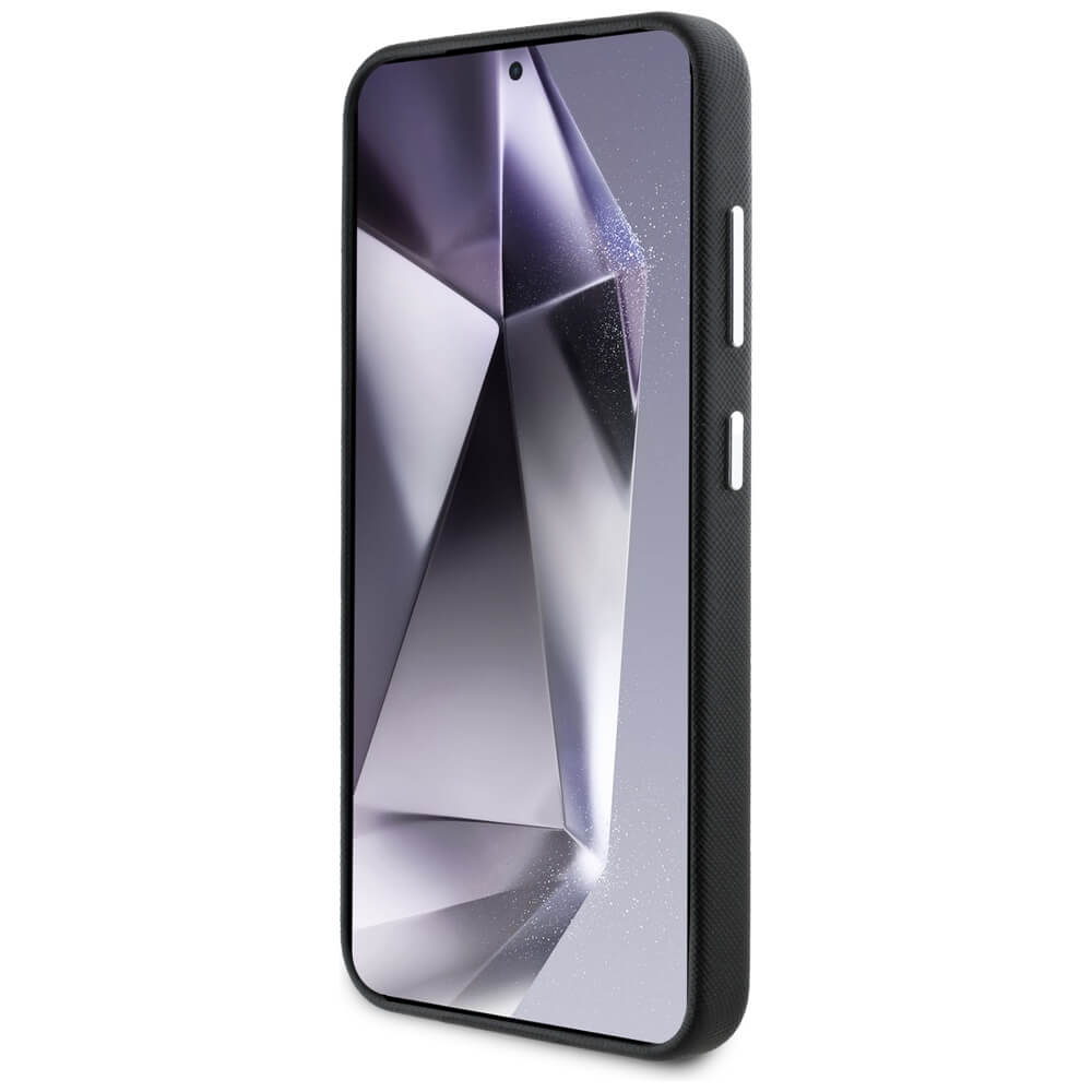 Karl Lagerfeld Samsung Galaxy S25 Plus - Saffiano Full Wrapped Elongated Metal Logo - MagSafe Σκληρή Θήκη με Επένδυση Συνθετικού Δέρματος και Πλαίσιο Σιλικόνης - Black - KLHMS25MPSAFWMCK