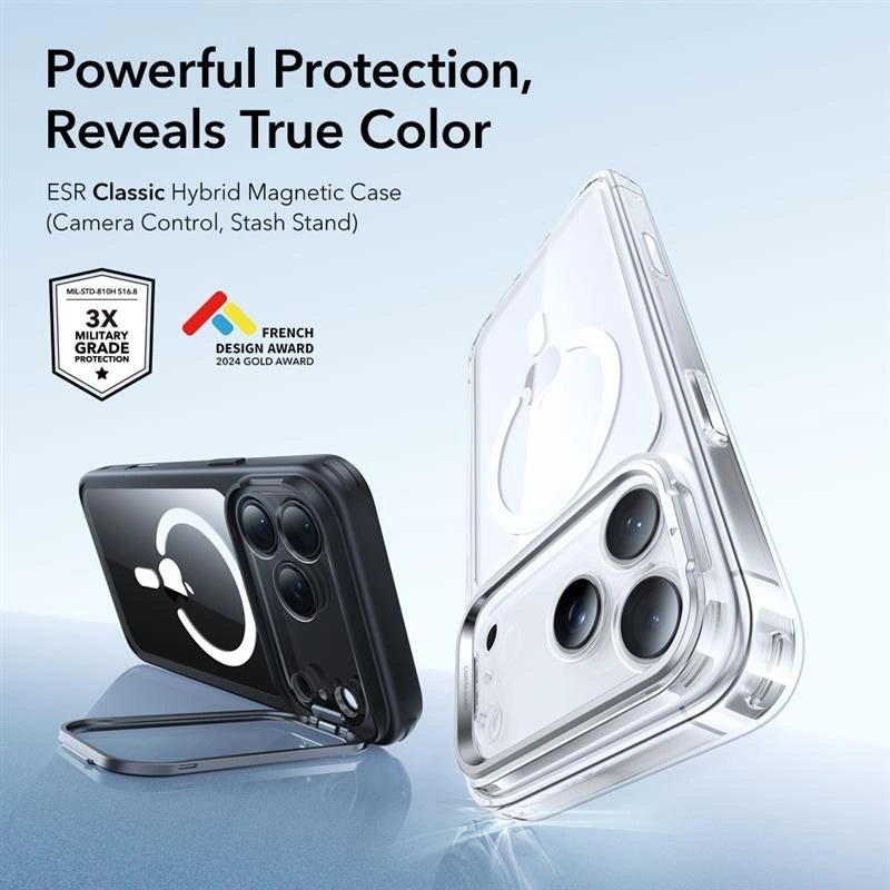 ESR iPhone 17 Pro Max - Classic Hybrid Kickstand MagSafe - Σκληρή Θήκη με Πλαίσιο Σιλικόνης και MagSafe - Διάφανη / Black