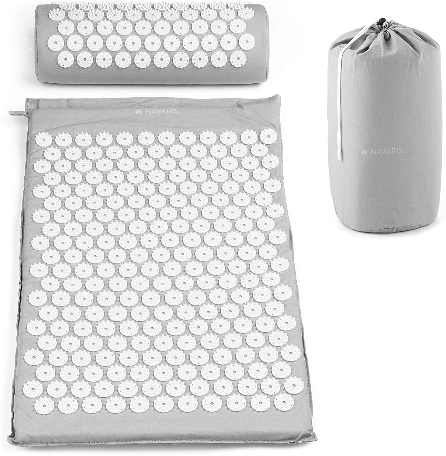 Navaris 2 - in - 1 Acupressure Mat and Pillow Set Σετ 2 σε 1 Χαλάκι και Μαξιλάρι Μασάζ - Grey / White - 43899.70