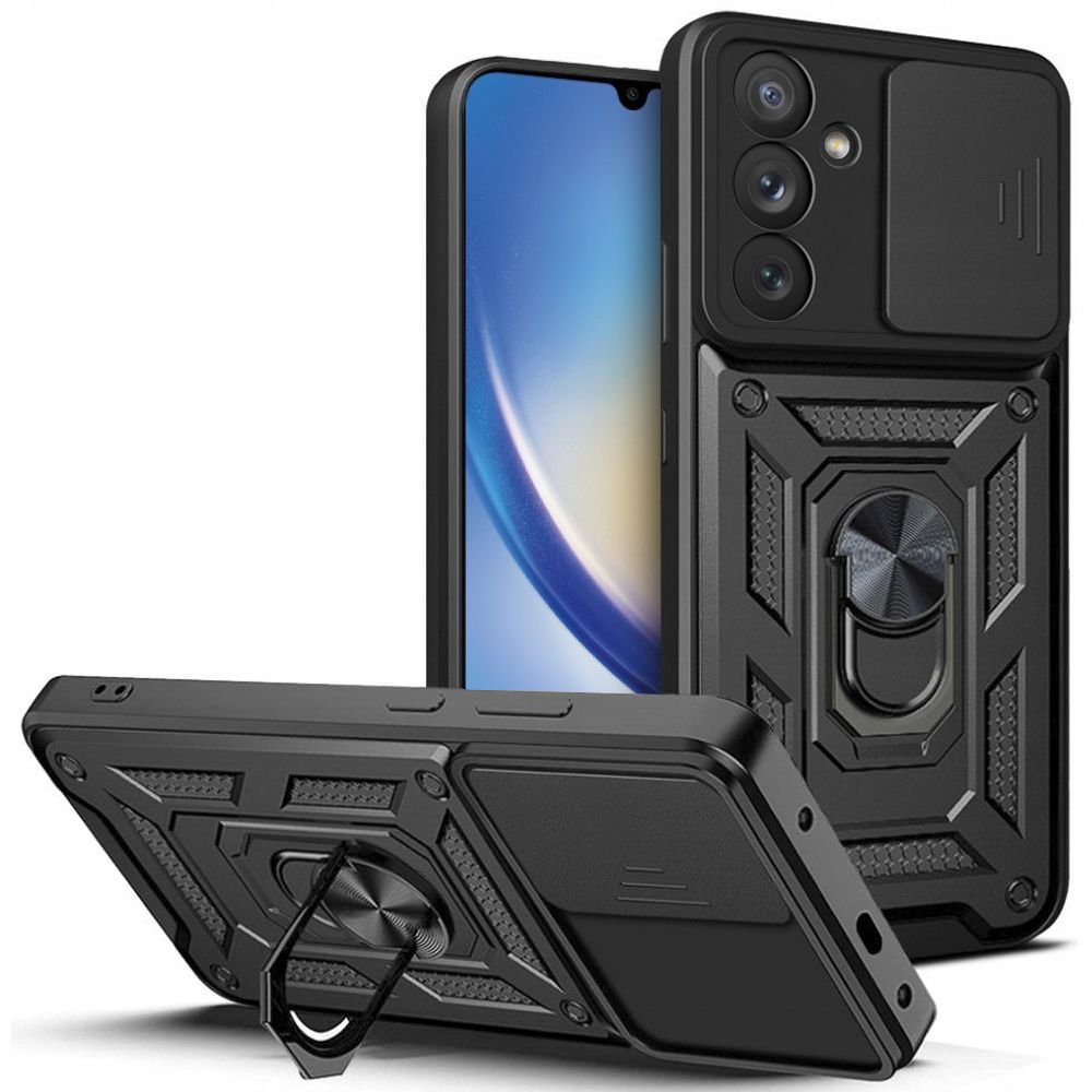 Tech - Protect Samsung Galaxy A34 5G Camshield Pro Σκληρή Θήκη με Πλαίσιο Σιλικόνης και Δαχτυλίδι Συγκράτησης - Black