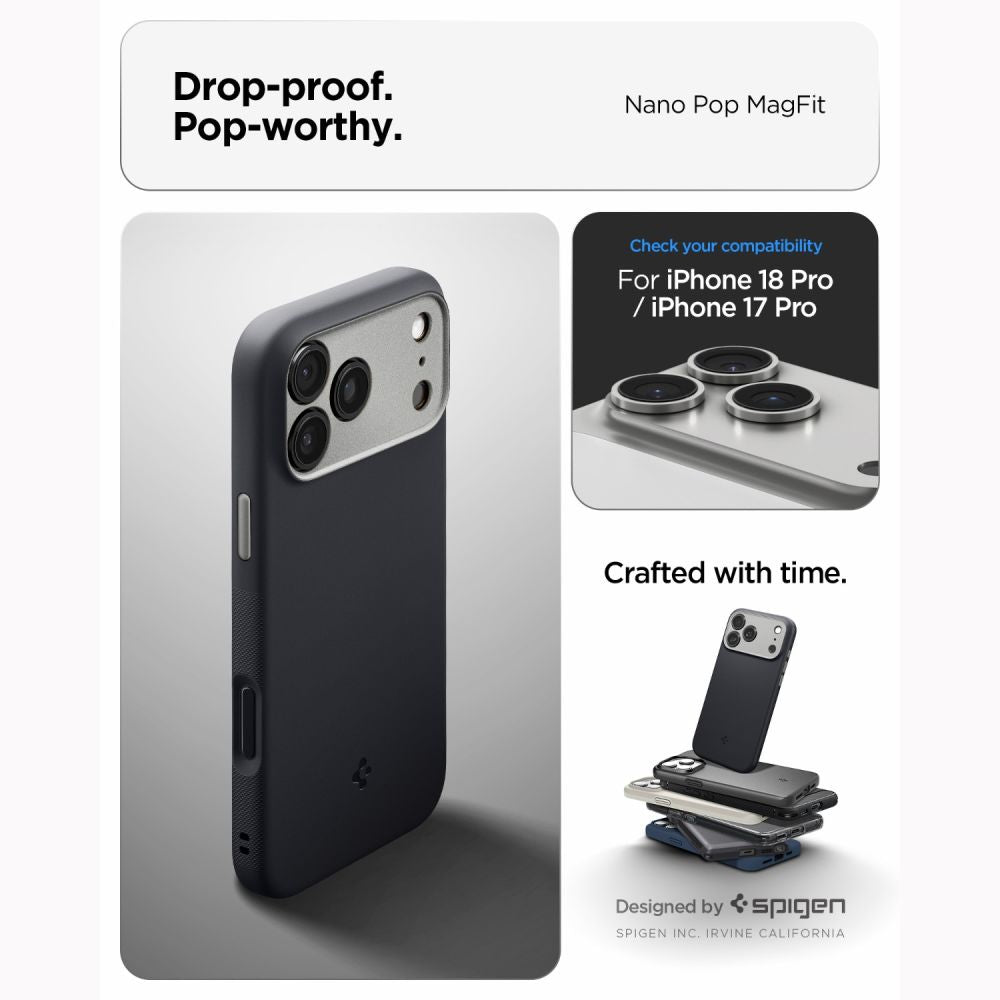 Spigen iPhone 18 Pro / iPhone 17 Pro - Θήκη Σιλικόνης με MagSafe - Nano Pop Mag - Black Sesame