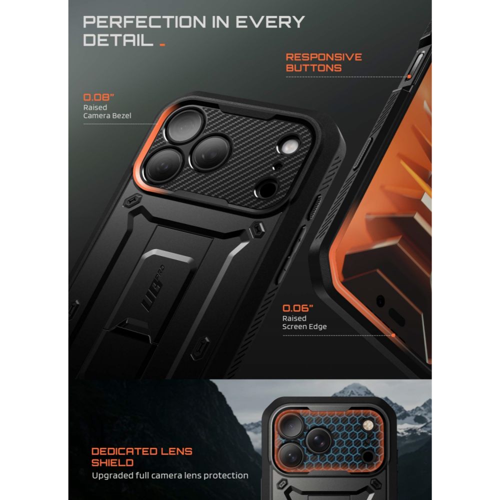 Supcase iPhone 18 Pro Max / iPhone 17 Pro Max - Σκληρή Θήκη με Προστασία Οθόνης και Stand - Unicorn Beetle Pro - Black