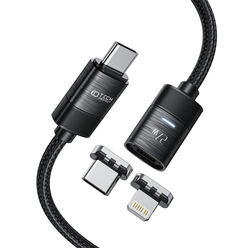 Tech - Protect UltraBoost Magnetic PD 27W 3A - Μαγνητικό Καλώδιο Γρήγορης Φόρτισης Type - C to Type - C / Type - C to Lightning 2m - Black