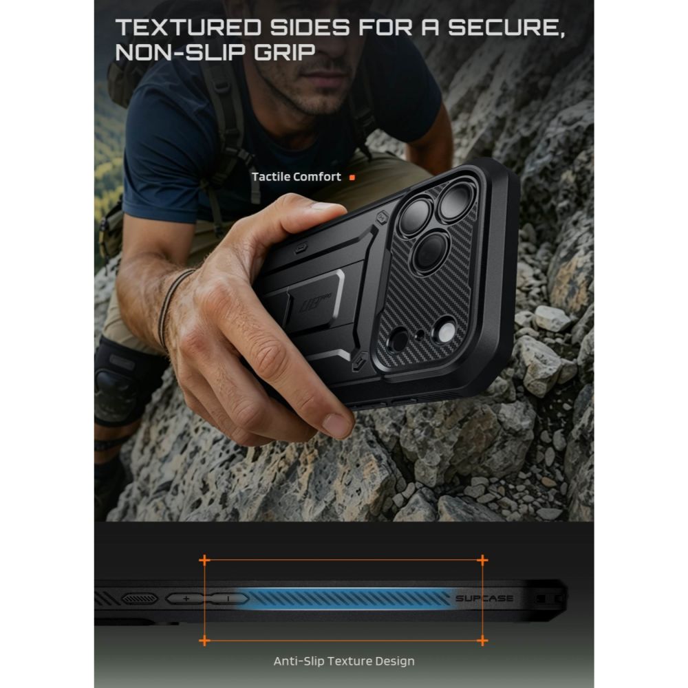 Supcase iPhone 18 Pro Max / iPhone 17 Pro Max - Σκληρή Θήκη με Προστασία Οθόνης και Stand - Unicorn Beetle Pro - Black