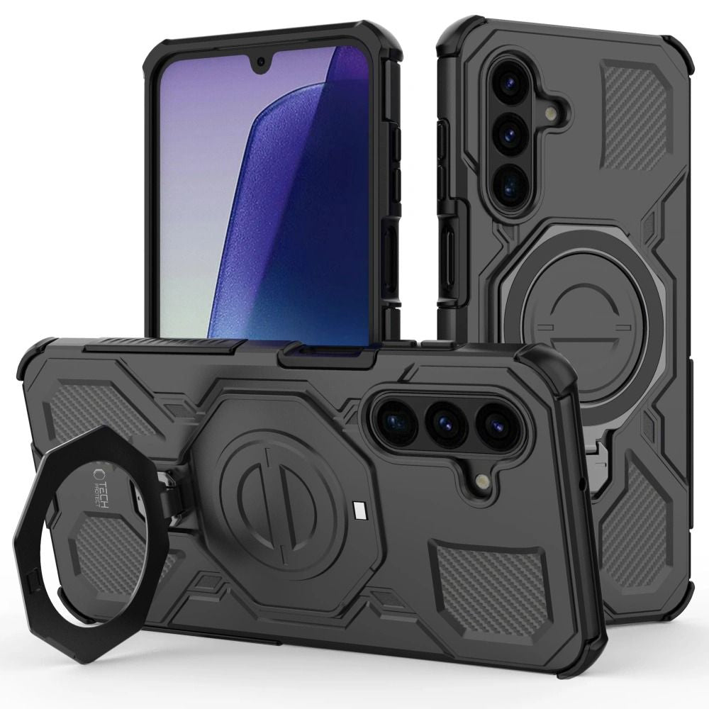 Tech-Protect Samsung Galaxy A17 4G / 5G / A18 4G - Σκληρή Θήκη με Πλαίσιο Σιλικόνης MagSafe και Stand - Tacticstand MagSafe - Matte Black