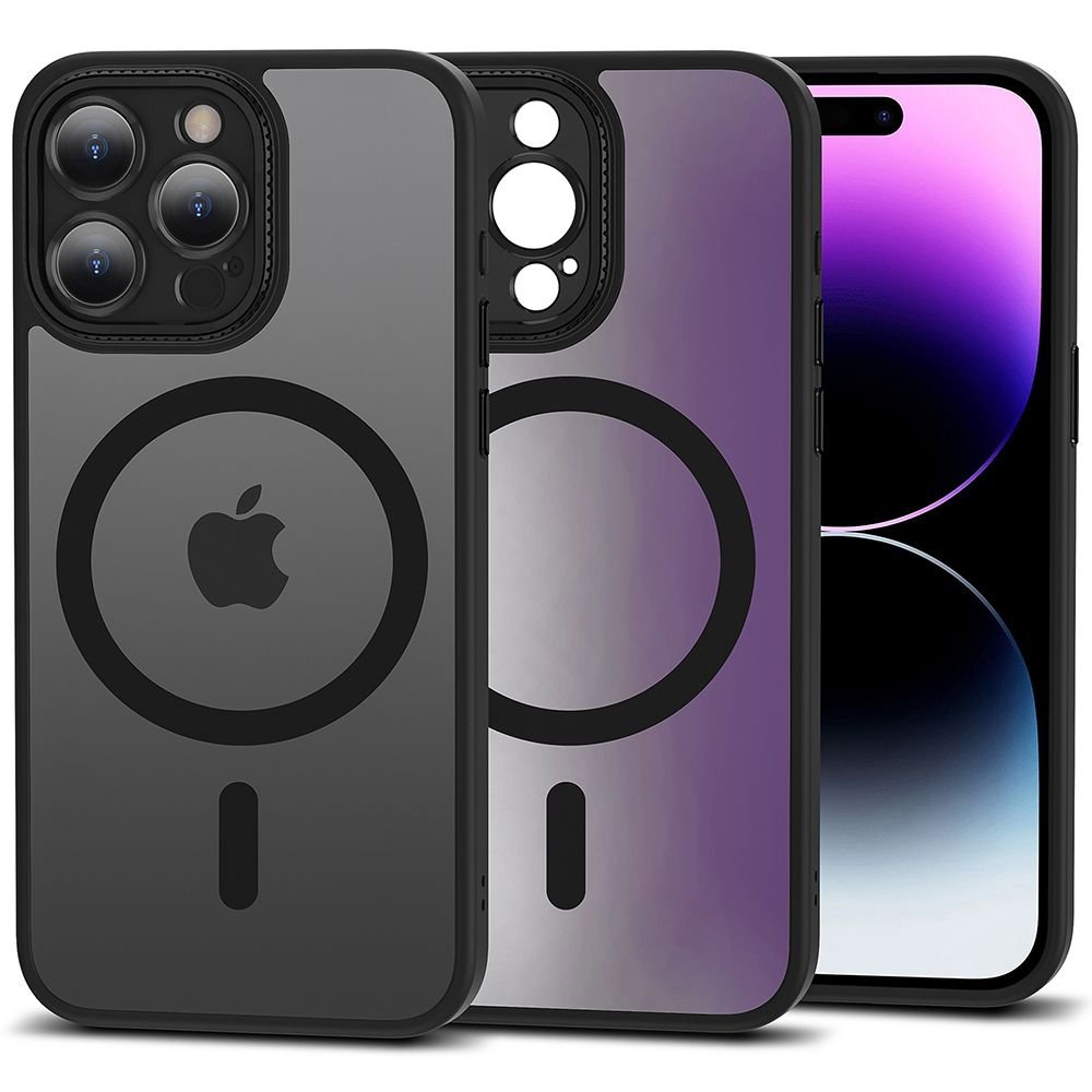 Tech - Protect iPhone 15 Pro Max MagMat Cam+ Σκληρή Θήκη με Πλαίσιο Σιλικόνης και MagSafe - Matte Black / Ημιδιάφανη