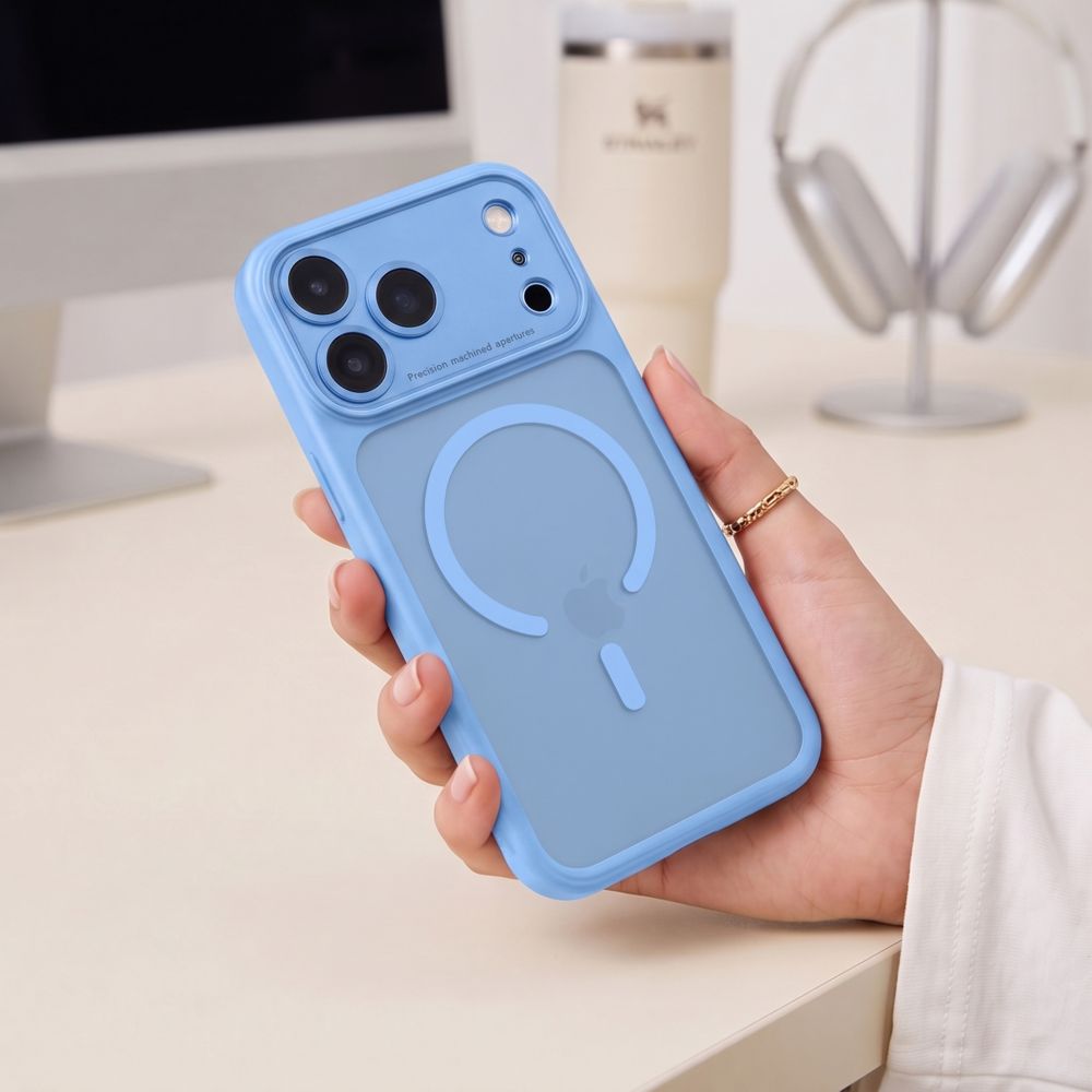 Tech-Protect iPhone 18 Pro / iPhone 17 Pro - Σκληρή Θήκη με Πλαίσιο Σιλικόνης και MagSafe - MagPeak MagSafe CC - Matte Light Blue