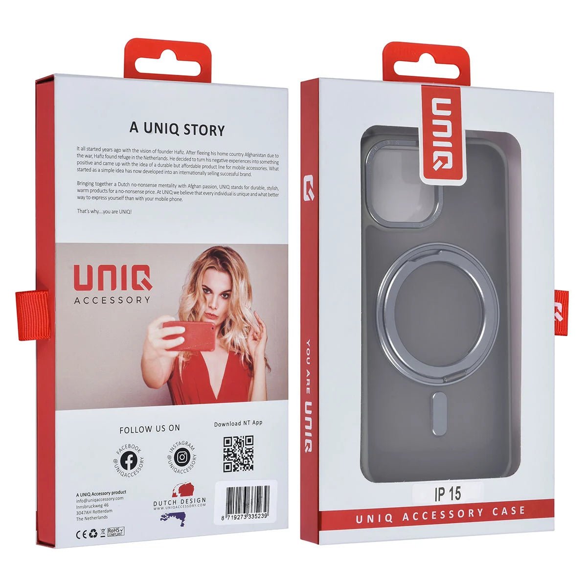 Tuniq iPhone 15 - Σκληρή MagSafe Θήκη με Περιστρεφόμενο Δαχτυλίδι Συγκράτησης - Γκρι