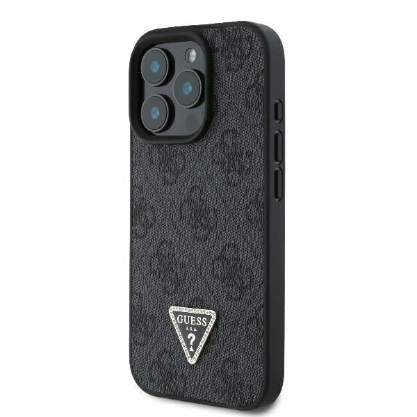 Guess iPhone 16 Pro Max - Leather Metal Logo Strass Crossbody - Θήκη με Επένδυση Συνθετικού Δέρματος και Λουράκι - Black - GUHCP16XP4TDSCPK