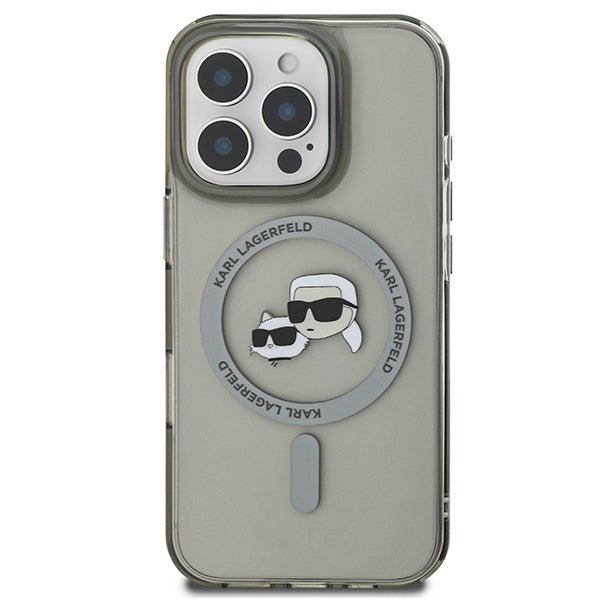Karl Lagerfeld iPhone 16 Pro Max - IML Metal Karl and Choupette Head - Σκληρή Θήκη με Πλαίσιο Σιλικόνης και MagSafe - Black - KLHMP16XHLSKCK
