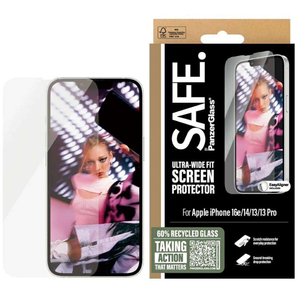 Safe by PanzerGlass iPhone 13 / 13 Pro / 14 / 16e - Ultra - Wide Fit Tempered Glass Αντιχαρακτικό Γυαλί Οθόνης - Διάφανο