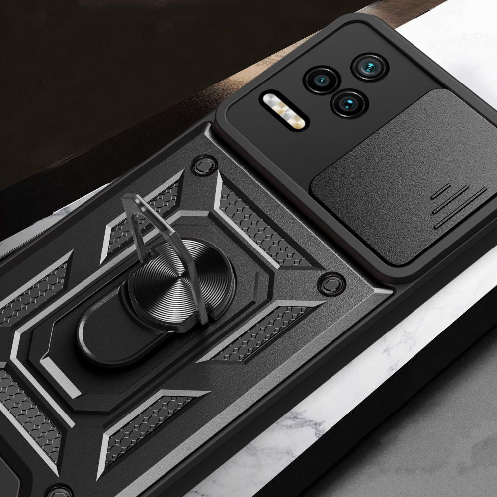 Tech - Protect Xiaomi Poco F4 5G Camshield Pro Σκληρή Θήκη με Πλαίσιο Σιλικόνης και Δαχτυλίδι Συγκράτησης - Black