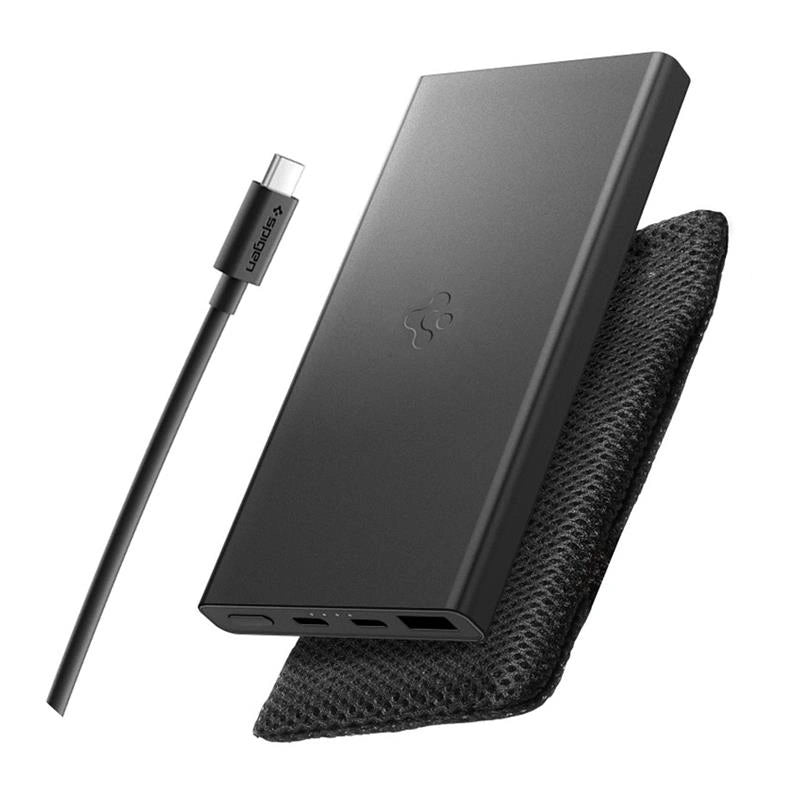 Spigen Essentail EA2210 PowerBank 10000mAh 22.5W με 1 Θύρα Type - C και 1 Θύρα USB και Καλώδιο Type - C to Type - C - Black