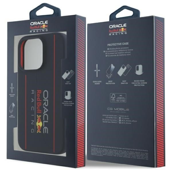 Red Bull iPhone 16 Pro - Silicone Vertical Logo - MagSafe Σκληρή Θήκη με Πλαίσιο Σιλικόνης - Navy - RBHMP16L24SIOLRV