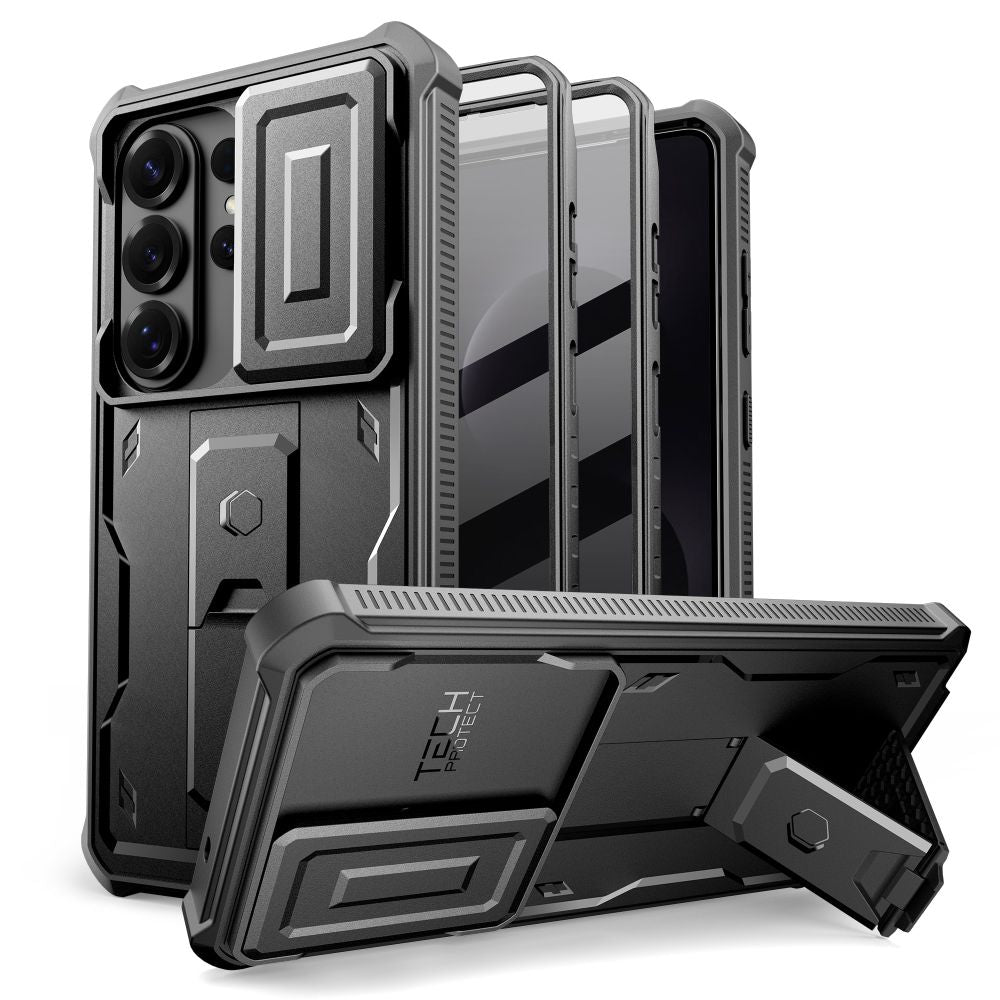 Tech - Protect Samsung Galaxy S26 Ultra - Θήκη 360 Full Body με Προστασία για την Οθόνη και την Κάμερα και Stand - Kevlar Cam+ 2 - Set - Black