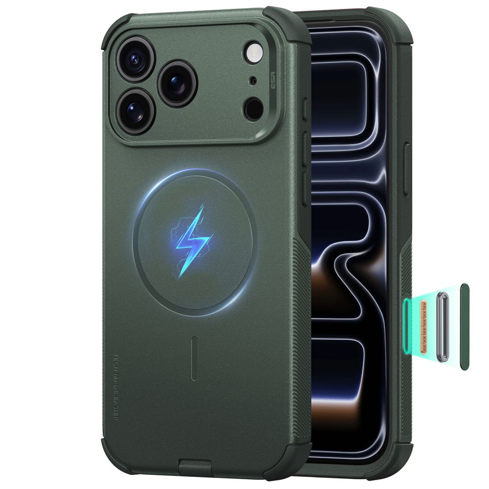ESR iPhone 18 Pro Max / iPhone 17 Pro Max - Σκληρή Θήκη MagSafe με Πλαίσιο Σιλικόνης - Cyber Tough - Green