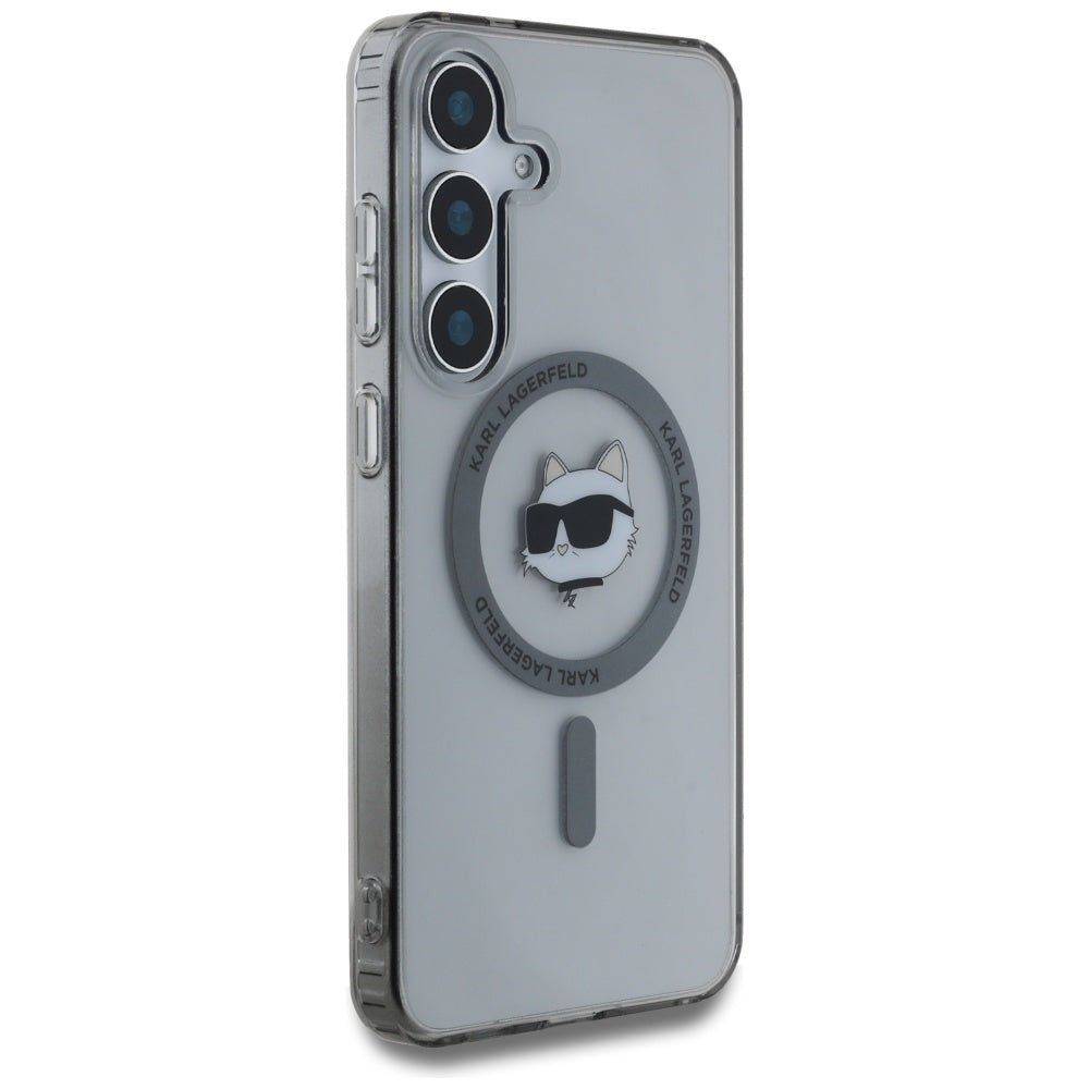 Karl Lagerfeld Samsung Galaxy S25 - Button Choupette Head Printed Logo - MagSafe Σκληρή Θήκη με Πλαίσιο Σιλικόνης - Black - KLHMS25SHLSCHK