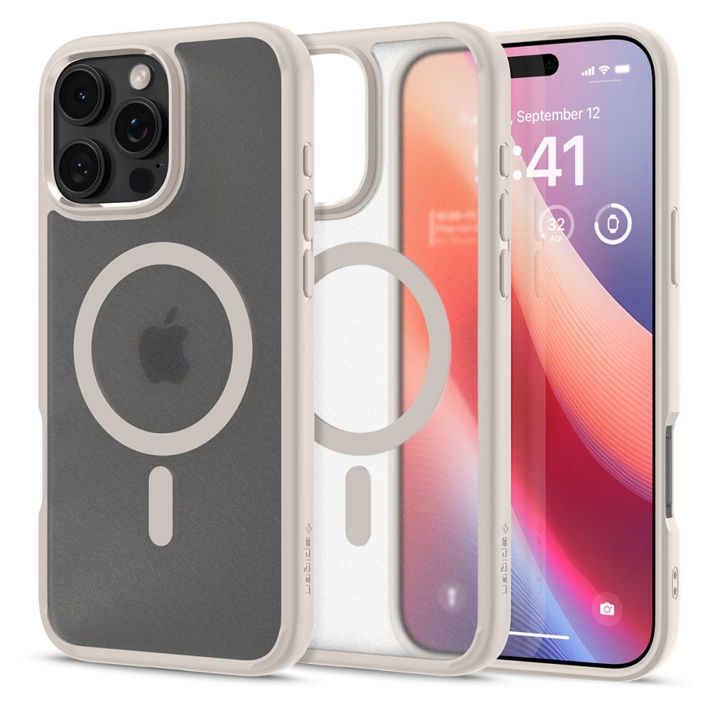 Spigen iPhone 16 Pro Ultra Hybrid Mag Σκληρή Θήκη με Πλαίσιο Σιλικόνης Και MagSafe - Frost Natural Titanium