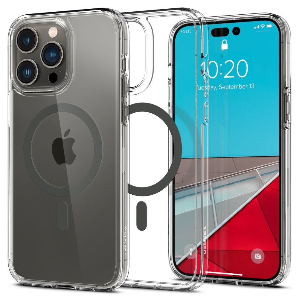 Spigen iPhone 14 Pro Max Ultra Hybrid Mag Σκληρή Θήκη με Πλαίσιο Σιλικόνης Και MagSafe - Graphite / Διάφανη