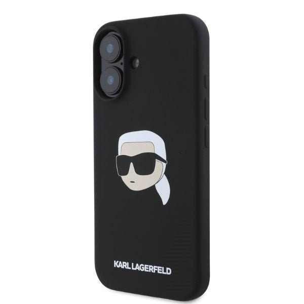 Karl Lagerfeld iPhone 16 - Silicone Karl Head Print - Θήκη Σιλικόνης με MagSafe - Black - KLHMP16SSKHPPLK