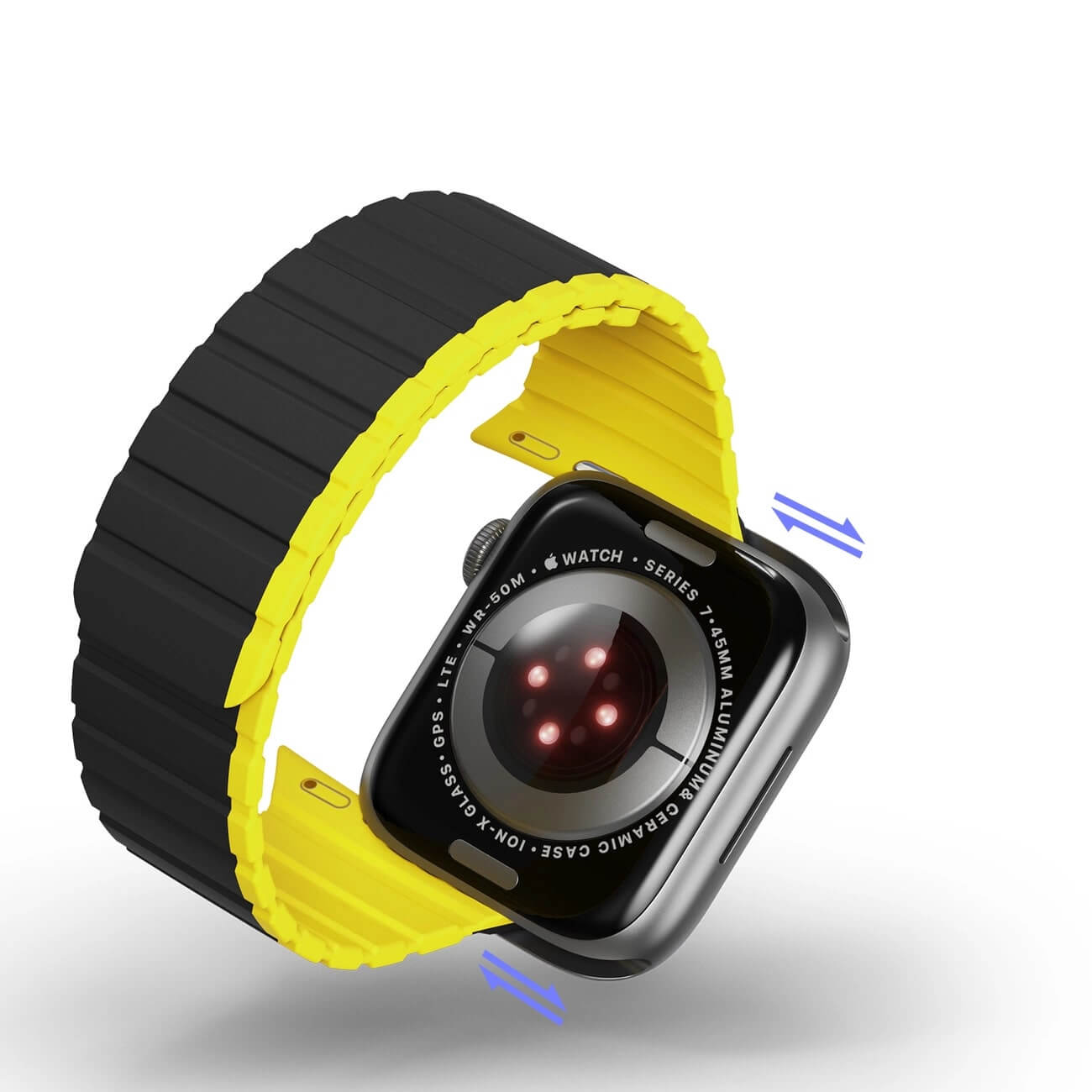 Dux Ducis Λουράκι Apple Watch 2/3/4/5/6/7/8/9/10/11 - SE (1/2/3) - 38/40/41/42mm Magnetic Strap LD Version Μαγνητικό Σιλικόνης - Black / Yellow