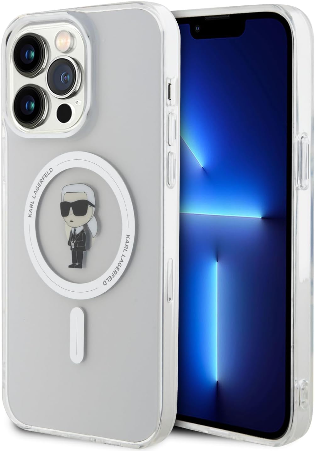 Karl Lagerfeld iPhone 15 Pro Max - IML Ikonik Magsafe Σκληρή Θήκη με Πλαίσιο Σιλικόνης και MagSafe - Διάφανη - KLHMP15XHFCKNOT