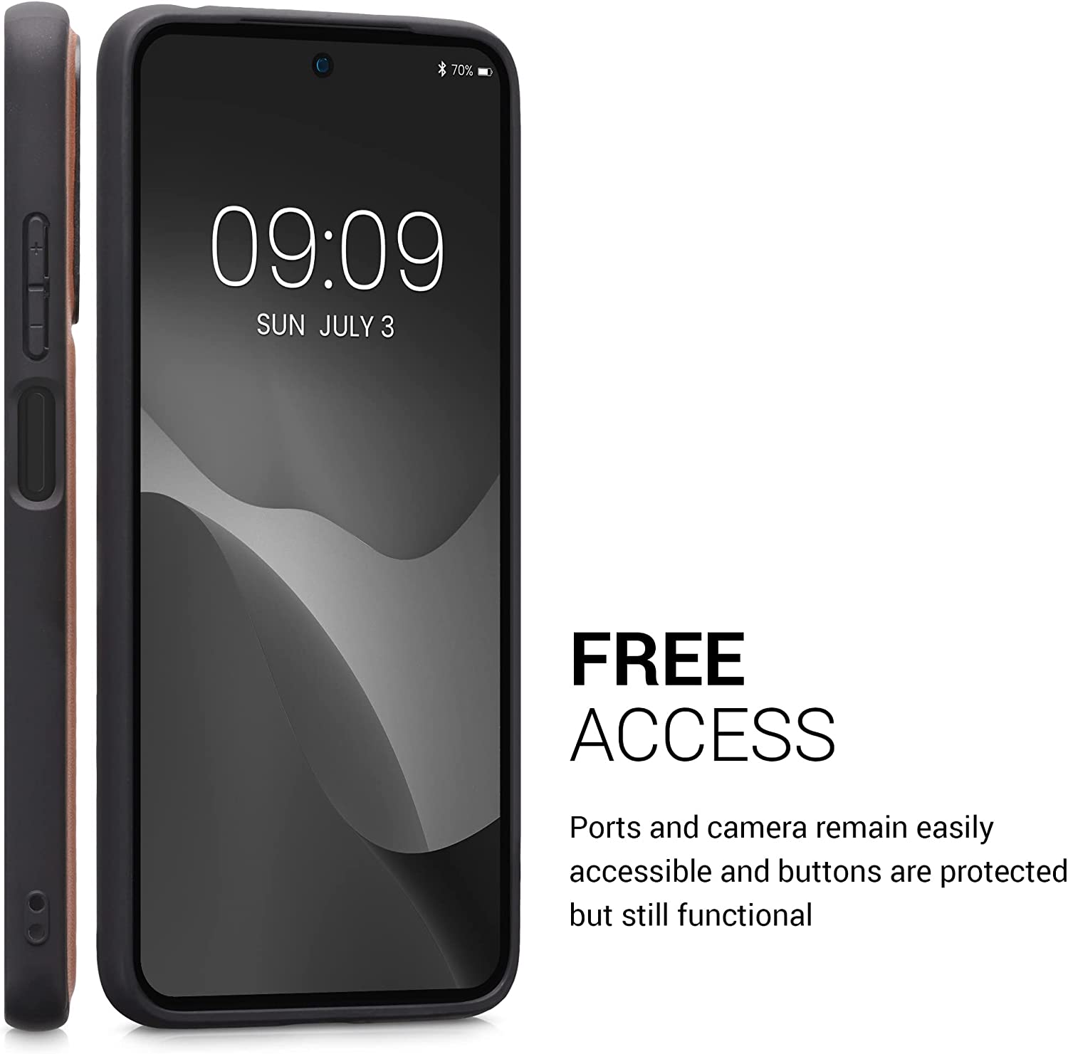 Kalibri Xiaomi Redmi Note 11 / Note 11S Σκληρή Θήκη με Επένδυση Γνήσιου Δέρματος - Orange - 58779.29