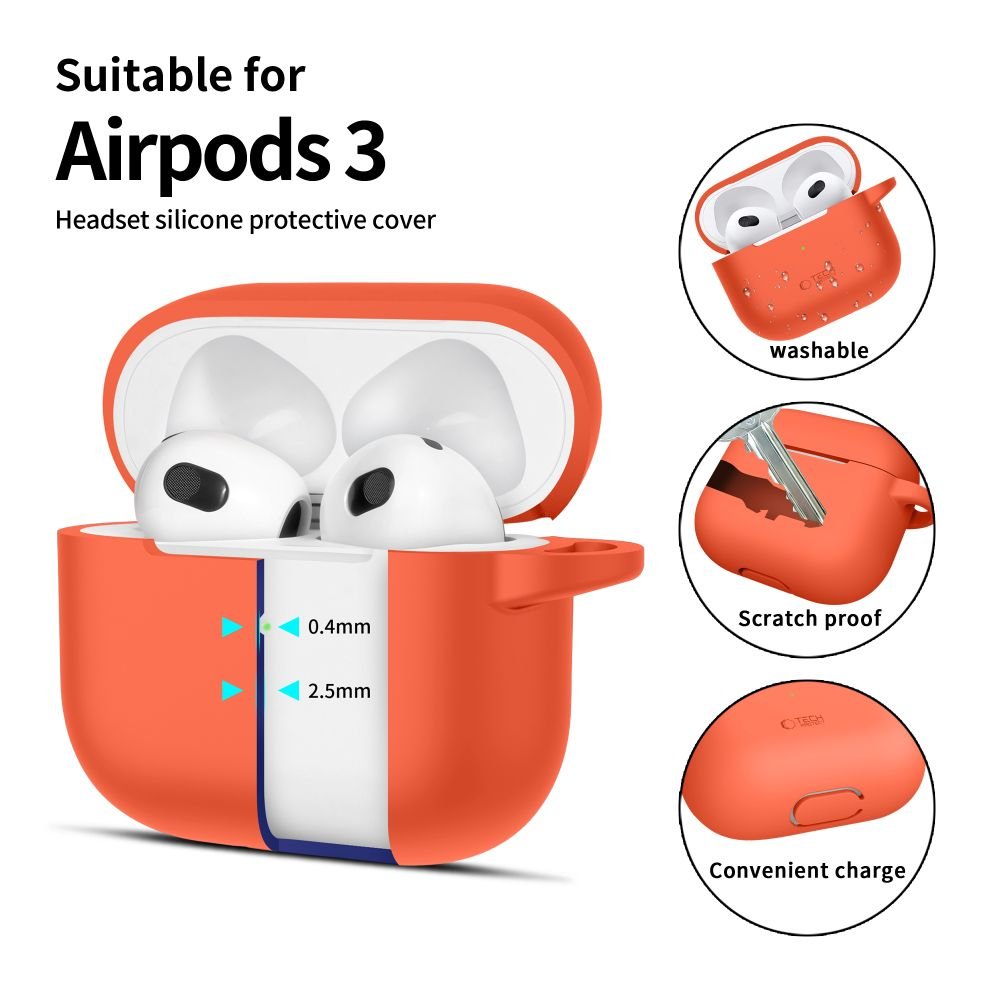 Tech - Protect AirPods 3 Θήκη Σιλικόνης - Silicone Hook - Neon Orange