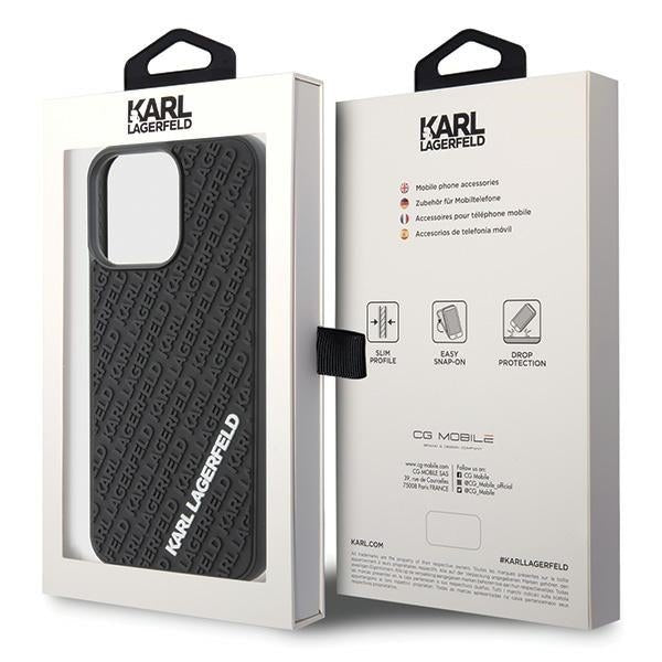 Karl Lagerfeld iPhone 15 Pro Max - 3D Rubber Multi Logo Σκληρή Θήκη με Πλαίσιο Σιλικόνης - Black - KLHCP15X3DMKRLK