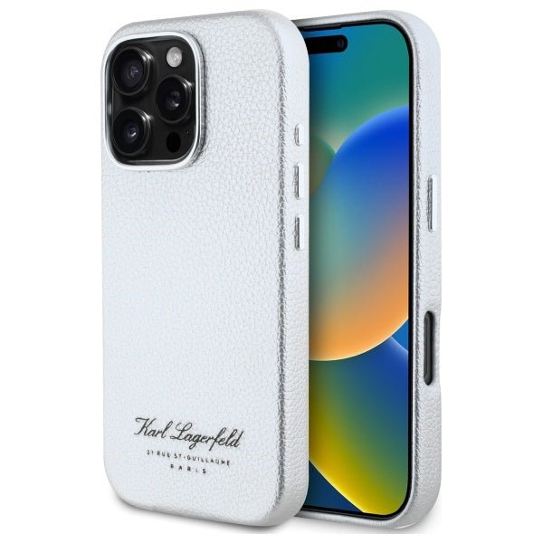 Karl Lagerfeld iPhone 16 Pro Max - FW Hotel RSG Σκληρή Θήκη με Επένδυση Συνθετικού Δέρματος - Grey - KLHCP16XPGWCMKHG