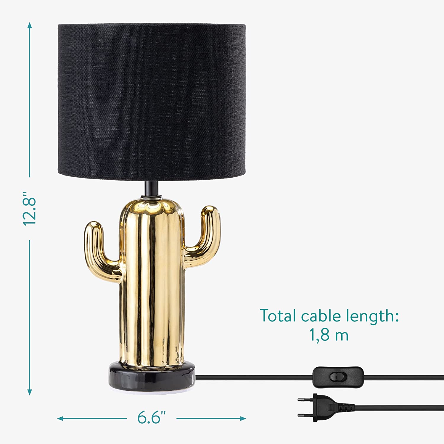 Navaris Επιτραπέζιο Φωτιστικό - Design Cactus - Gold / Black - 58016.01.21