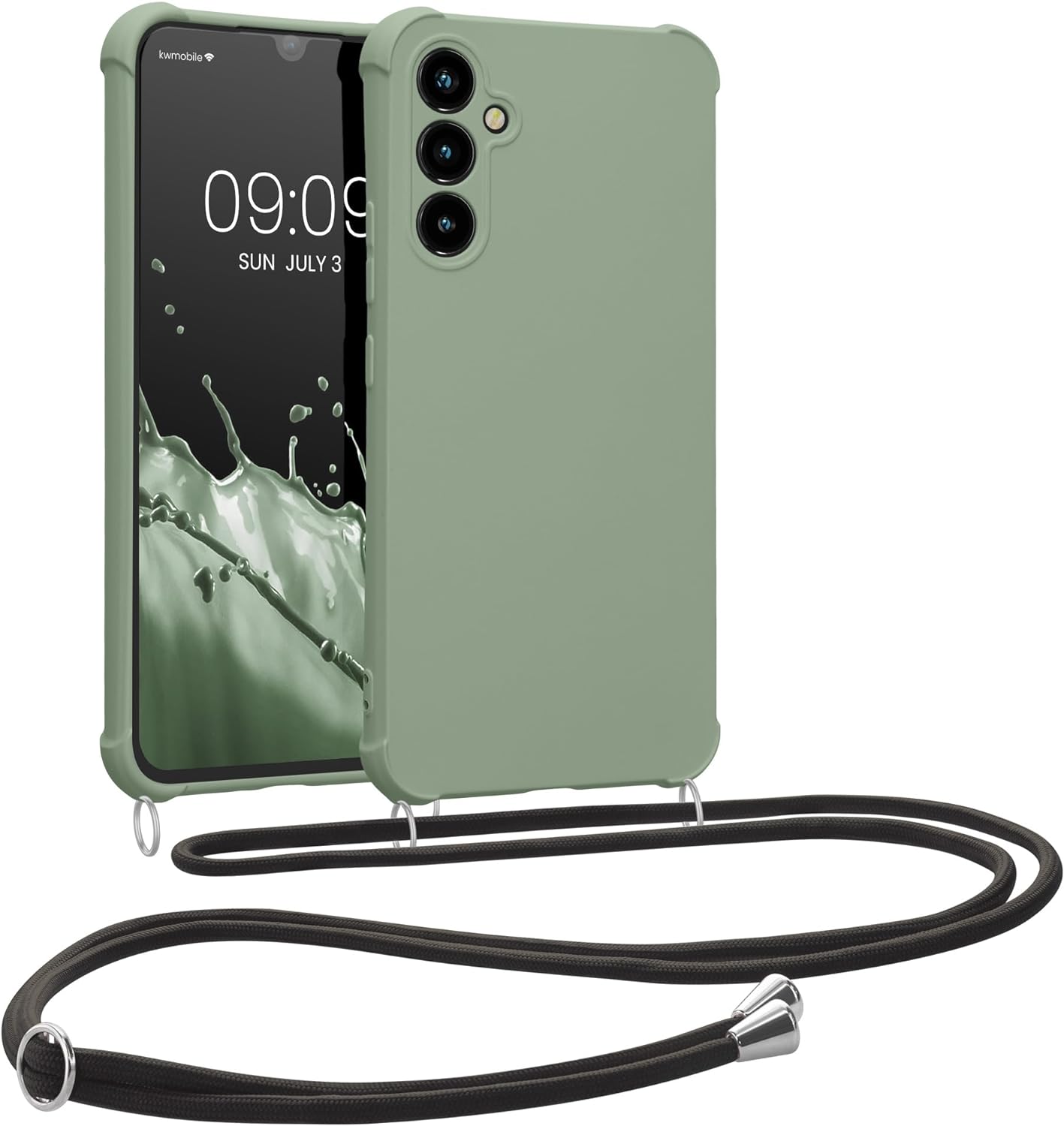 KW Samsung Galaxy A34 5G Θήκη Σιλικόνης TPU με Λουράκι - Grey Green - 60820.172