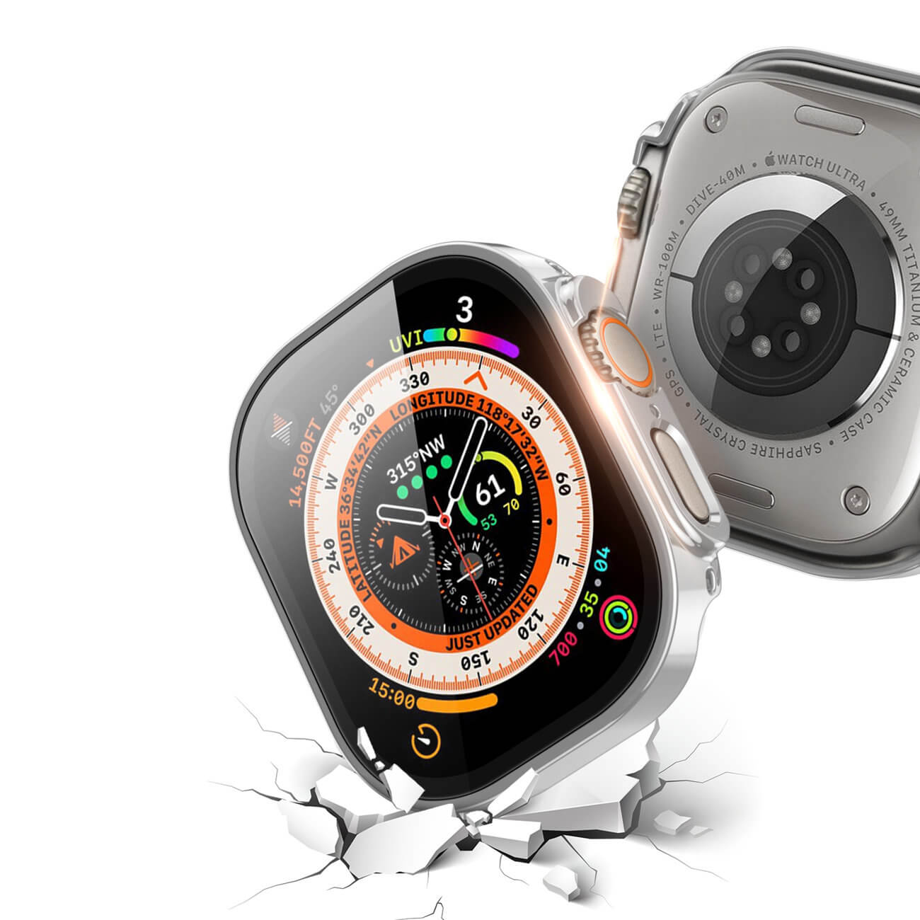 Dux Ducis Σκληρή Θήκη με προστασία Οθόνης Apple Watch Ultra (1/2/3) - 49mm Hamo Case - Silver