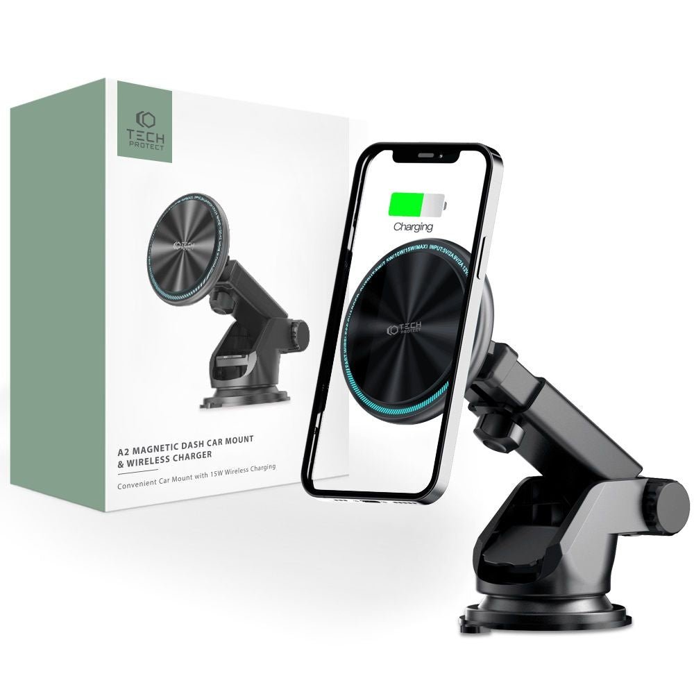 Tech - Protect A2 Βάση για το Ταμπλό του Αυτοκινήτου με Ασύρματη Φόρτιση MagSafe - Black