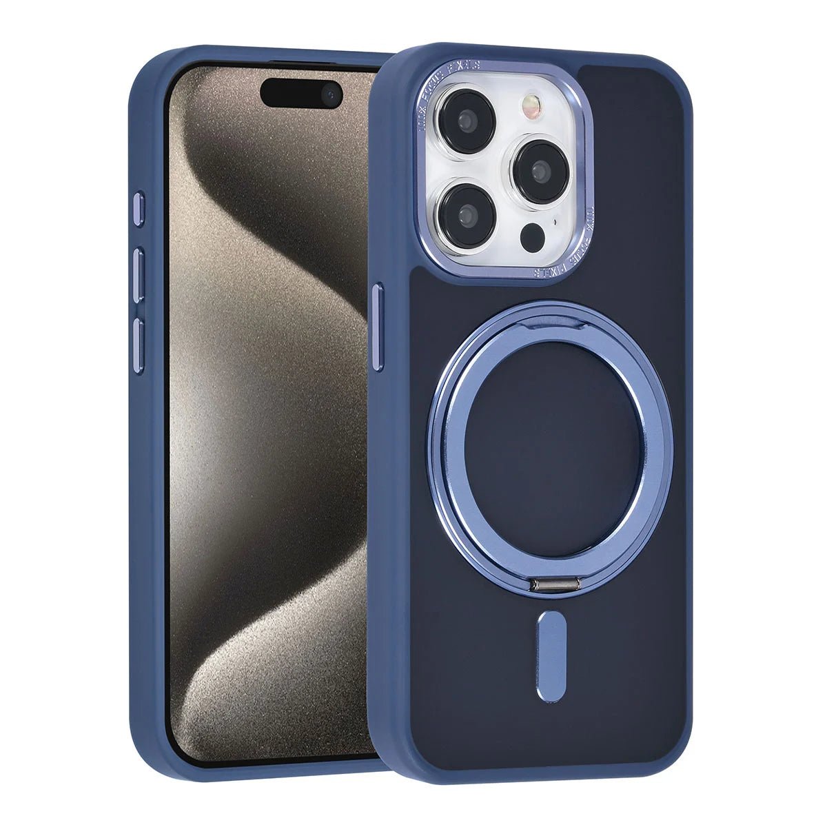 Tuniq iPhone 15 Pro - Σκληρή MagSafe Θήκη με Περιστρεφόμενο Δαχτυλίδι Συγκράτησης - Μπλε