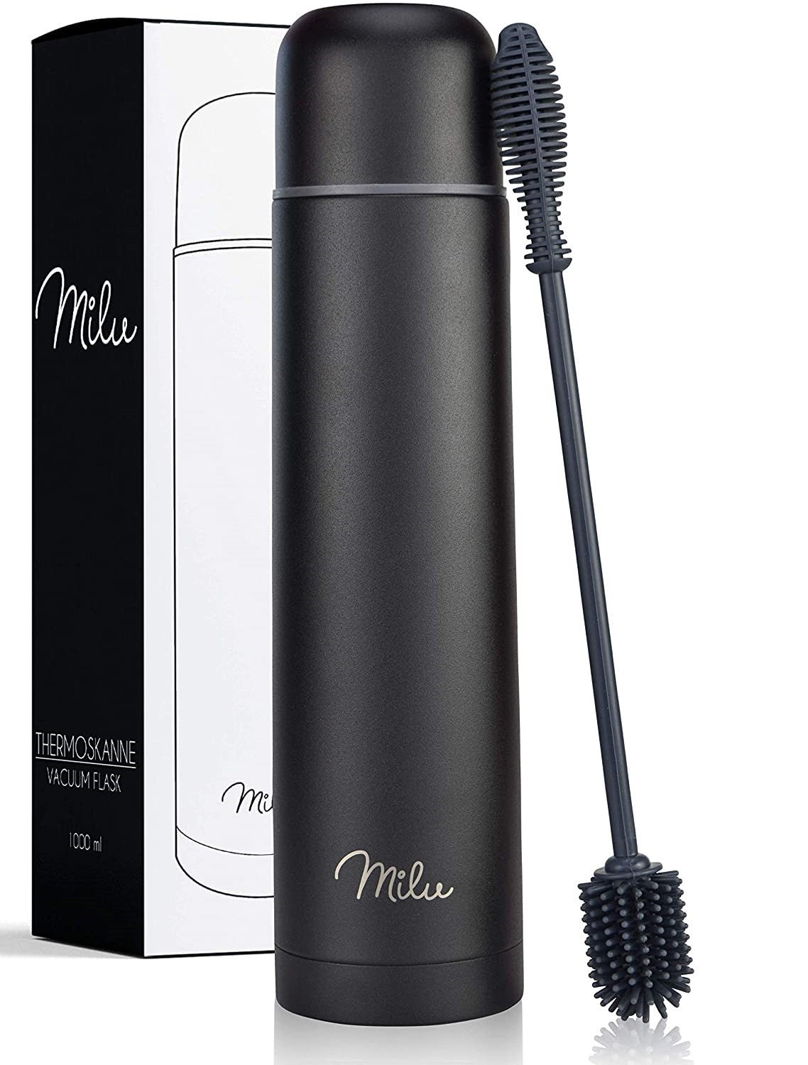 Milu T4 Μπουκάλι Θερμός Από Ανοξείδωτο Ατσάλι - 100% Στεγανό - 750 ml - Black - 6567