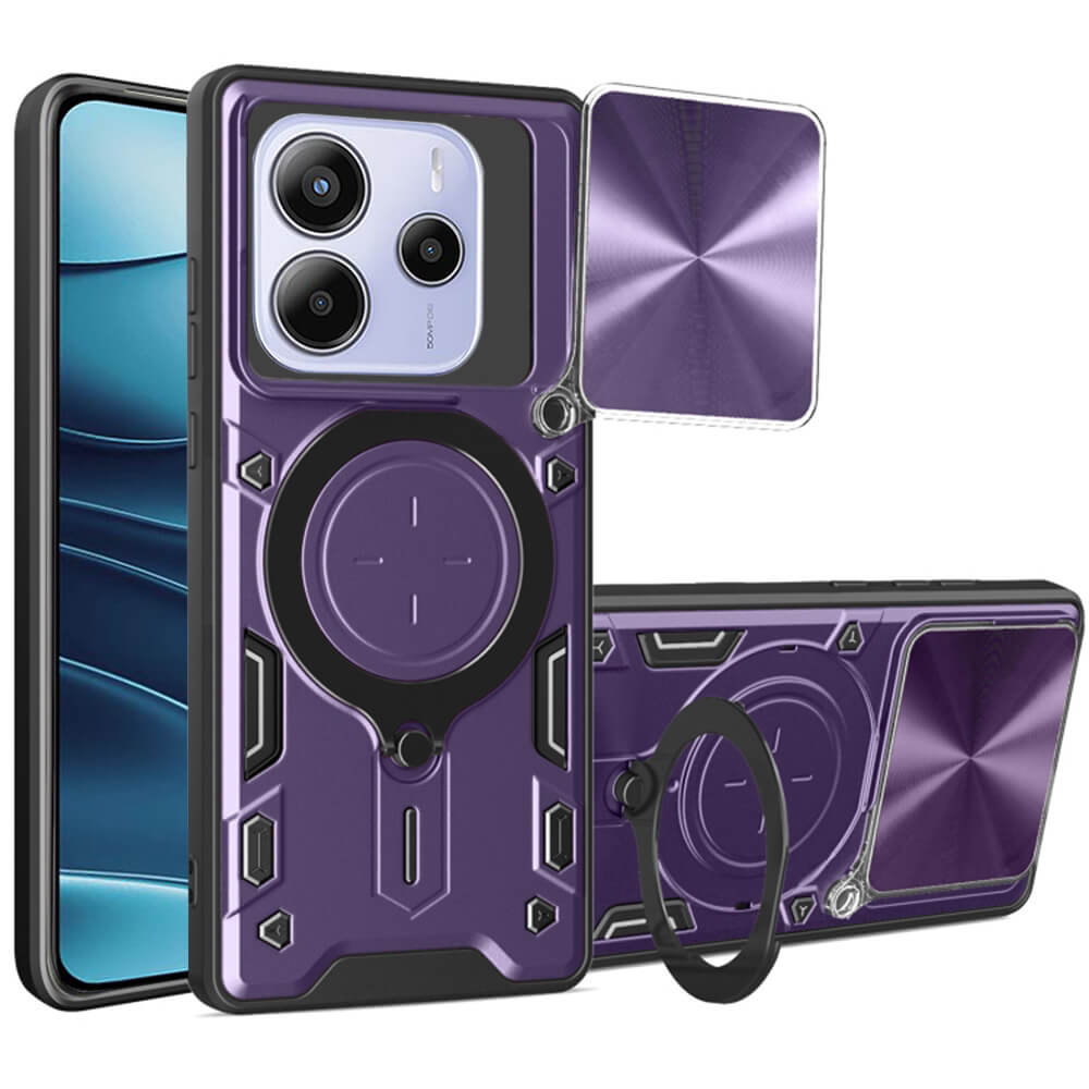 Techsuit Xiaomi Redmi Note 14 5G - CamGuard Pro - Σκληρή Θήκη με Προστασία Καμερών και Δαχτυλίδι Συγκράτησης - Purple