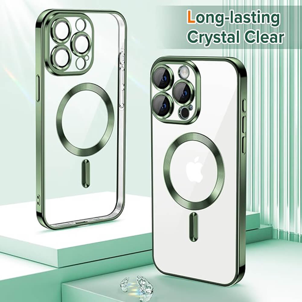 Techsuit iPhone 15 Pro Max - Luxury Crystal MagSafe - Θήκη Σιλικόνης - Deep Green