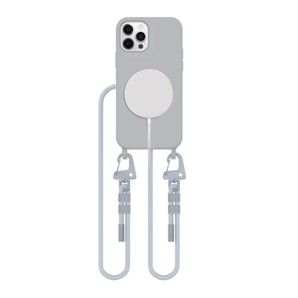 Tech - Protect iPhone 12 / iPhone 12 Pro MagNecklace - MagSafe Θήκη Σιλικόνης TPU με Pυθμιζόμενο Αποσπώμενο Κορδόνι - Crayon Grey