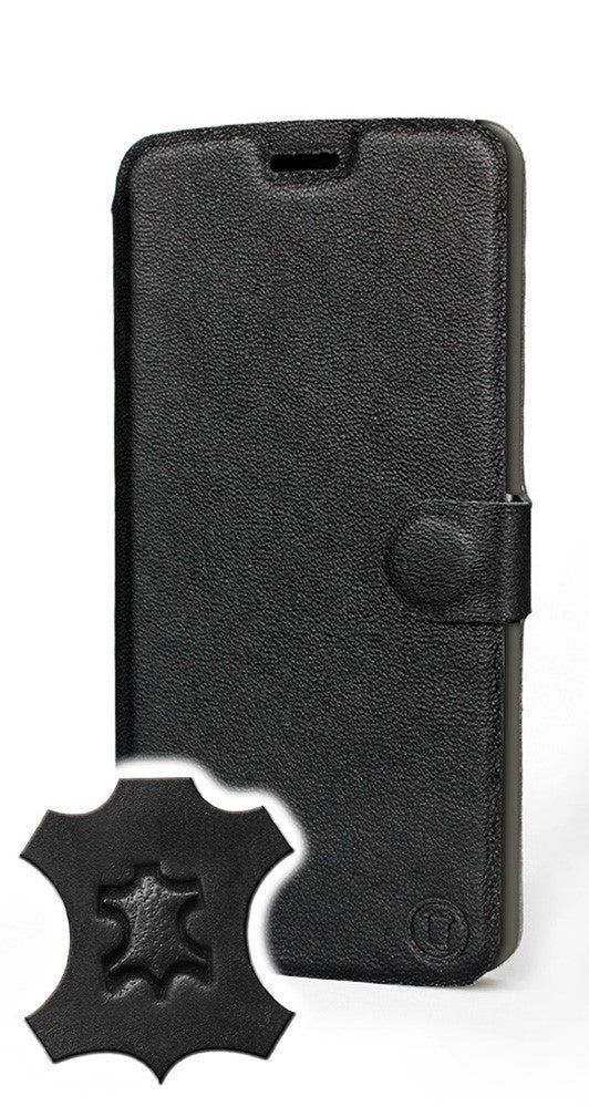 Mobiwear iPhone 12 Pro Θήκη Βιβλίο Slim Flip από Γνήσιο Δέρμα - Μαύρη - L_BLS