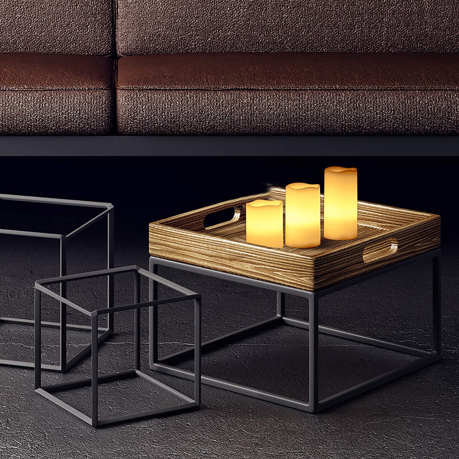 Relaxdays Σετ με 3 Κεριά με Φωτισμό Led από Φυσικό Κερί - Cream - 4052025215347