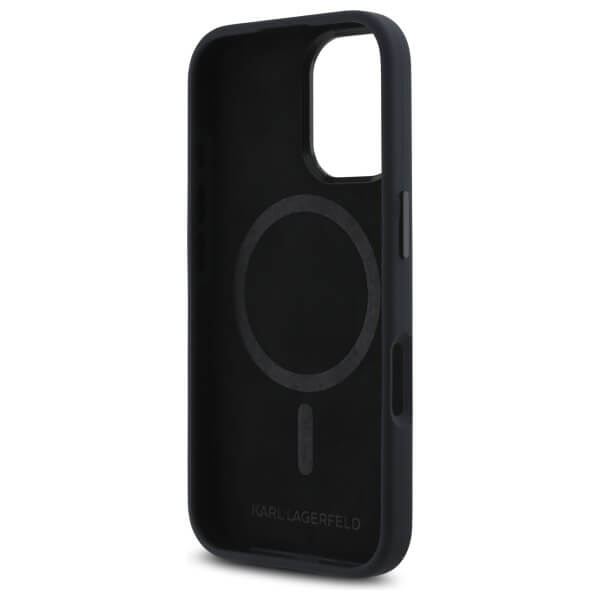Karl Lagerfeld iPhone 16 - Silicone Shadow Metal Initial - MagSafe Θήκη Σιλικόνης - Black - KLHMP16SSCMKMPCK