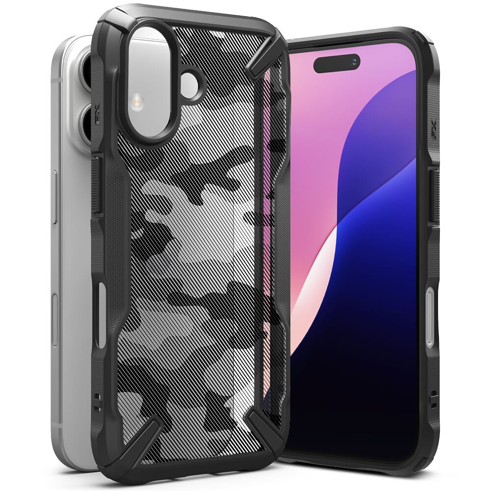 Ringke iPhone 16 Plus Fusion X Σκληρή Θήκη με Πλαίσιο Σιλικόνης - Camo Black