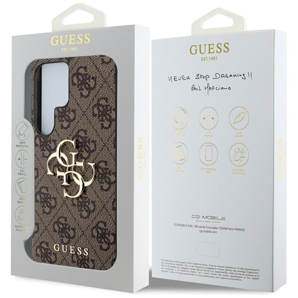 Guess Samsung Galaxy S25 Ultra - 4G Big Metal Logo - Θήκη με Επένδυση Συνθετικού Δέρματος - Brown - GUHCS25L4GMGBR