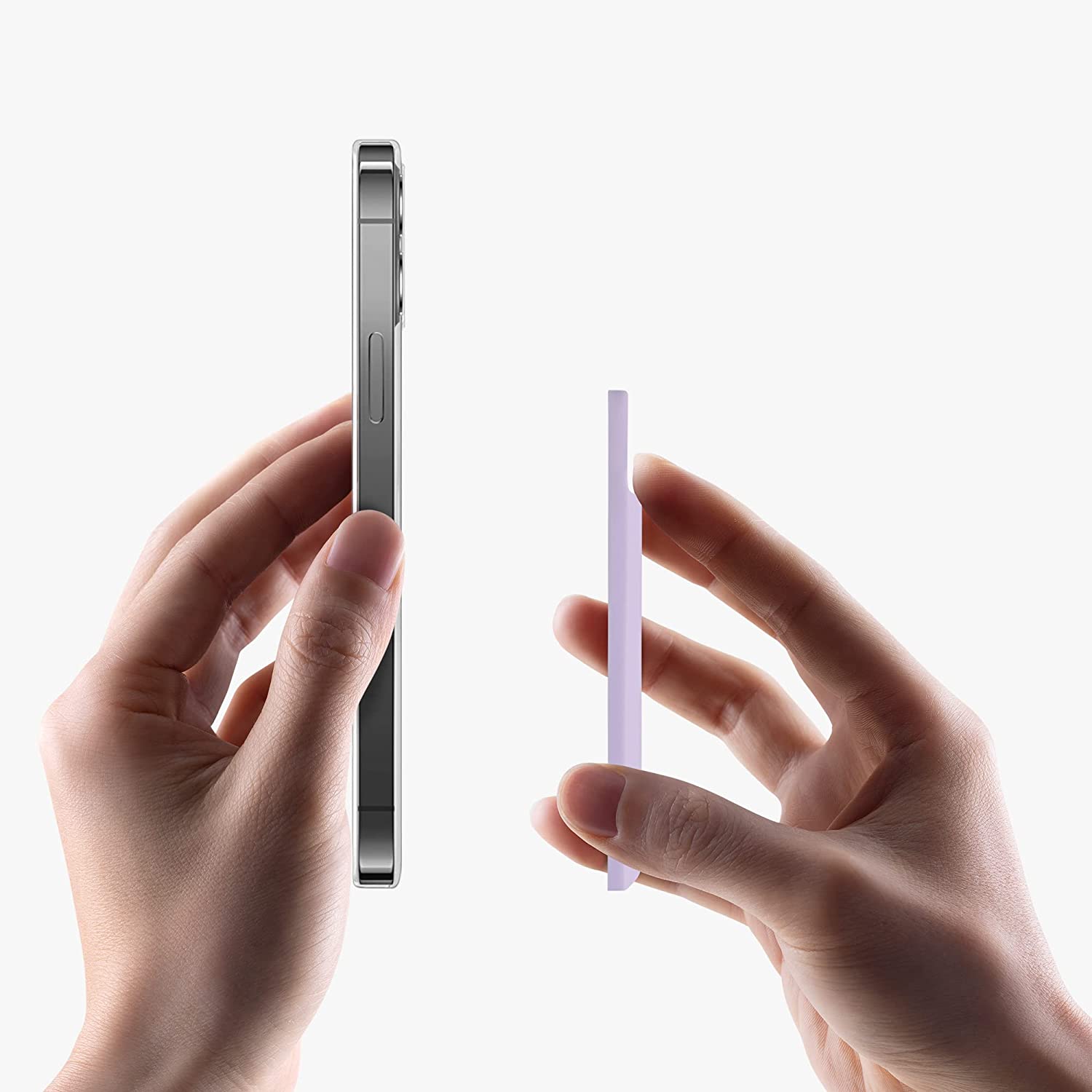 KW iPhone Μαγνητική Θήκη από Σιλικόνη για Πιστωτικές Κάρτες με Stand - Light Lavender - 58791.139