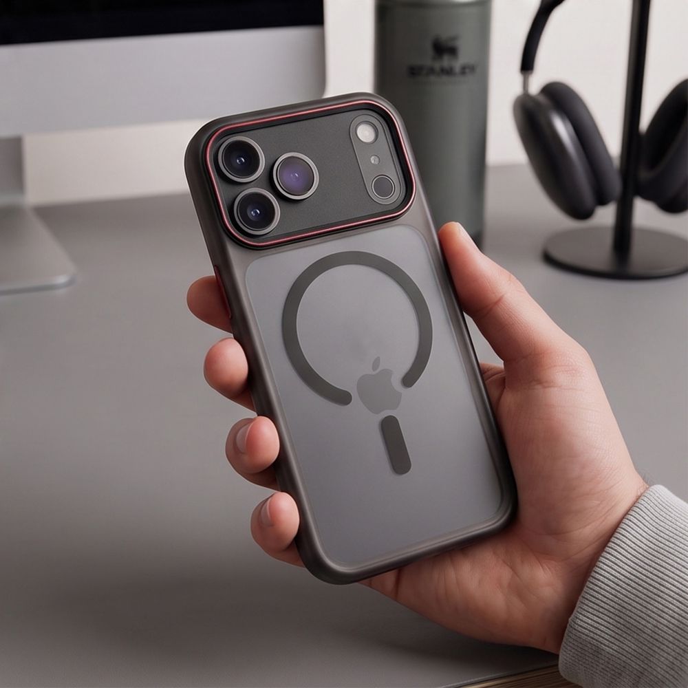 Tech-Protect iPhone 18 Pro / iPhone 17 Pro - Σκληρή Θήκη με Πλαίσιο Σιλικόνης MagSafe - MagCam - Matte Black / Red